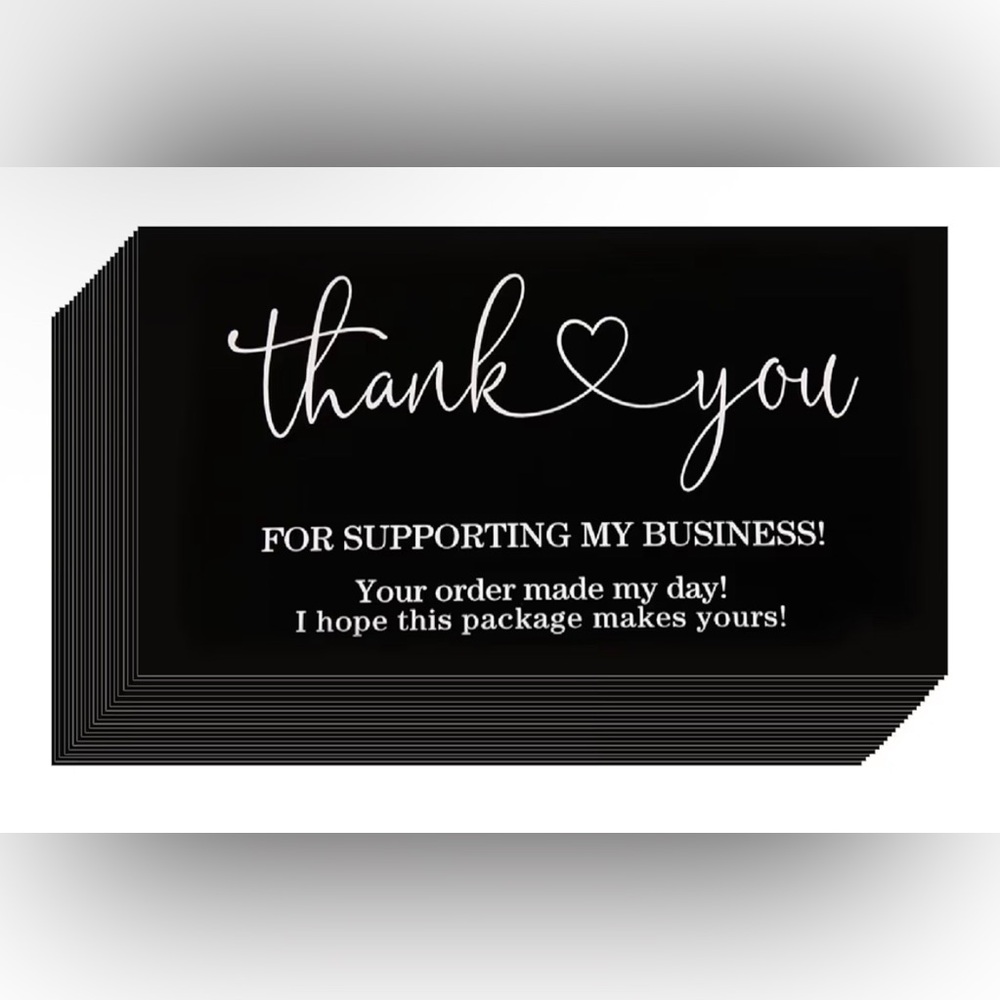 50 Thank You Business Card - Black